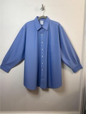 Brooks Brothers 1818 Regent Non-Iron Dress Shirt Mens 17.5 2/3 Blue Cotton